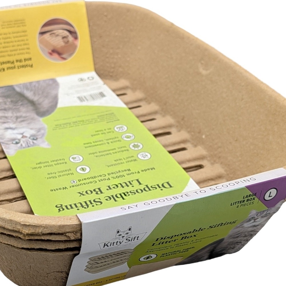 Large 4 piece Kitty Sift Disposable Litter Box Kits Eco Friendly Cat Kitten